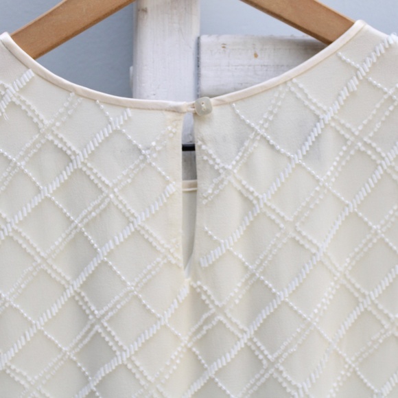 Dana Buchman Women’s Cream Silk Beaded Tank Blouse Size Large - Picture 5 of 9